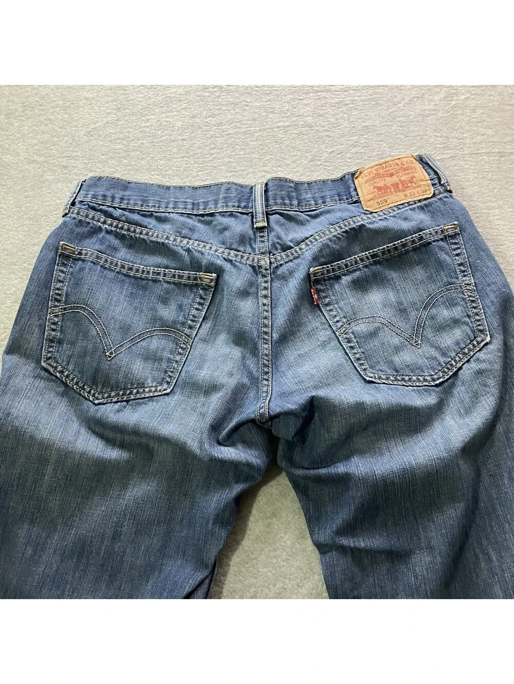 Levis 559 Jeans Mens 33x32 Blue Relaxed Fit Straight Leg Denim Light Wash Y2K